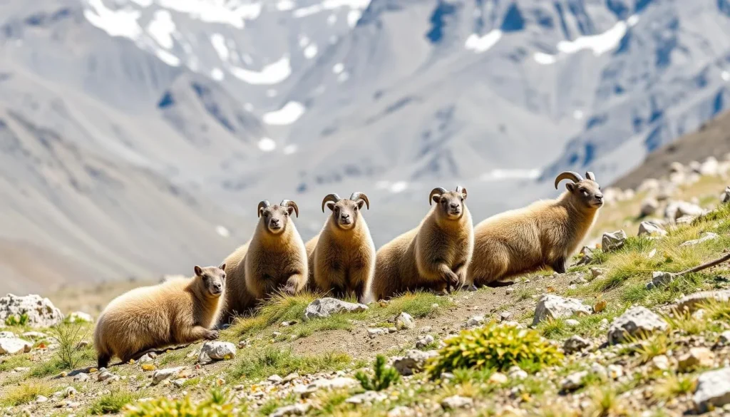 Himalayan wildlife in natural habitat with mountains in background Himalayan wildlife in natural habitat with mountains in background