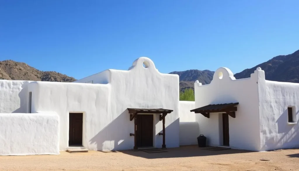 Historic Fort Stanton buildings with mountain backdrop
