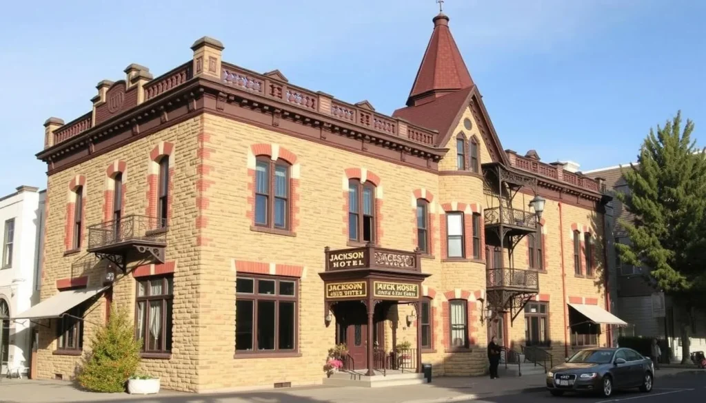 Historic Jackson House Hotel in Eureka, Nevada with Victorian architecture Historic Jackson House Hotel in Eureka, Nevada with Victorian architecture