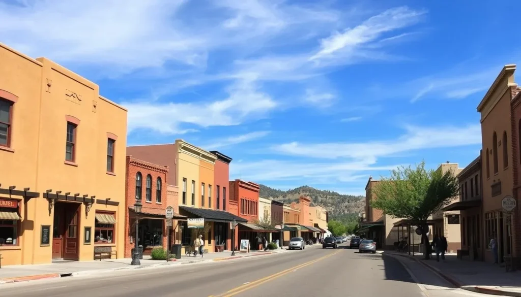 Historic Lincoln, New Mexico main street with preserved buildings