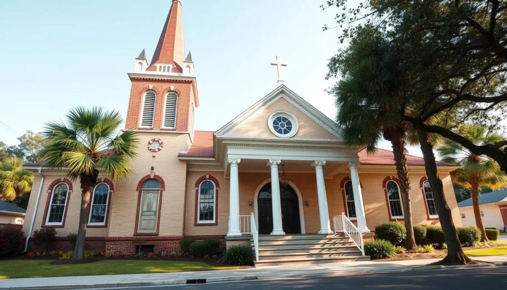 Historic St. Mary's Catholic Church in New Roads with traditional Louisiana architecture Historic St. Mary's Catholic Church in New Roads with traditional Louisiana architecture