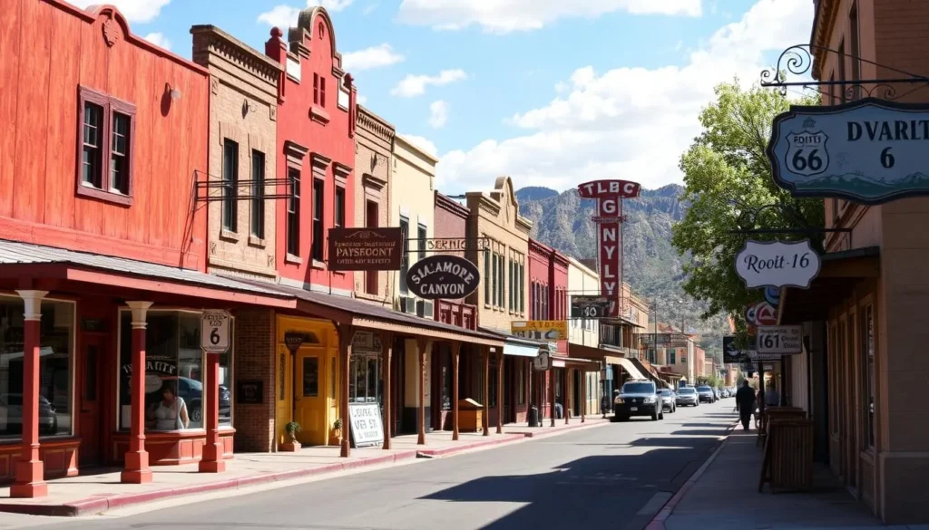 Historic buildings along Route 66 in Williams near Sycamore Canyon