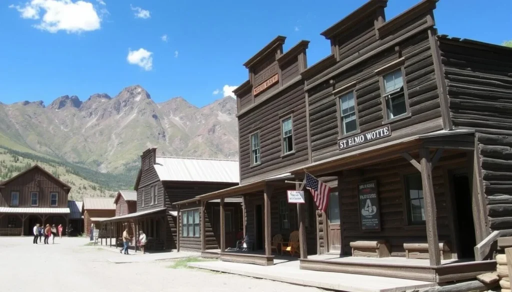 Historic buildings in St. Elmo ghost town near Cottonwood Pass