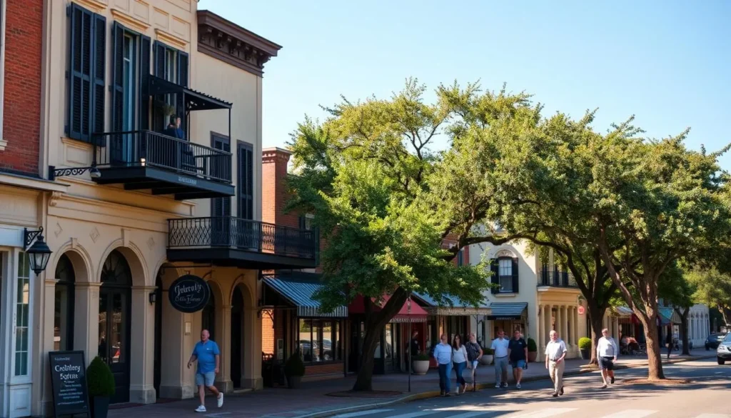 Historic downtown St. Francisville with shops and restaurants