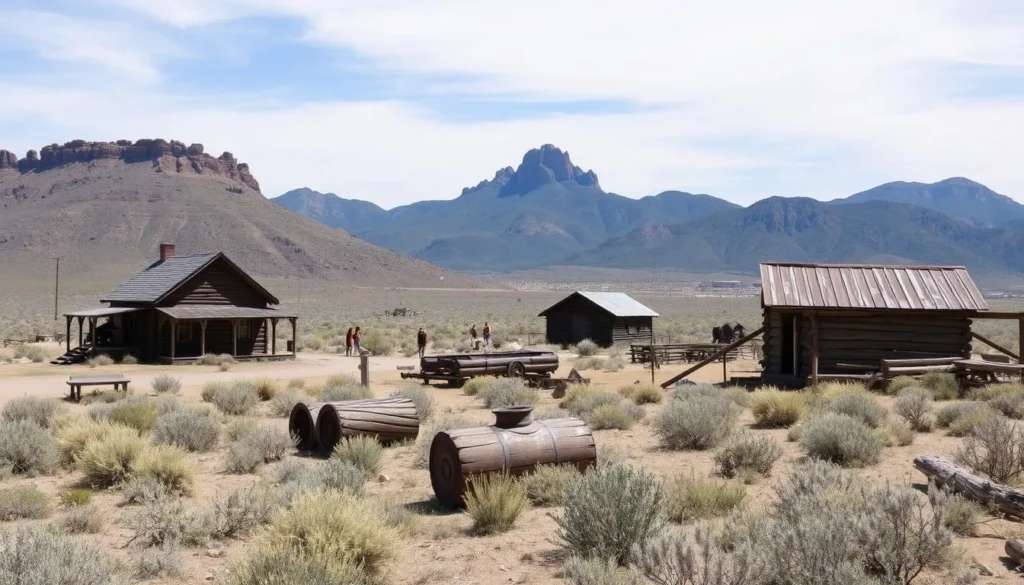 Historic mining artifacts near Arc Dome Nevada with mountain backdrop