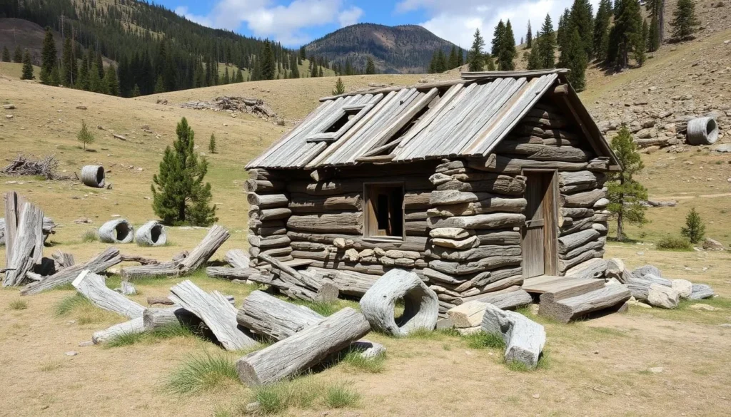Historic mining cabin ruins in the Keystone Mining District of Valle Vidal Historic mining cabin ruins in the Keystone Mining District of Valle Vidal