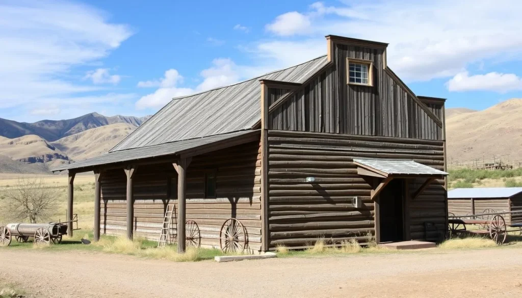 Historic ranch building along the Flat Tops Trail Scenic Byway showcasing western heritage Historic ranch building along the Flat Tops Trail Scenic Byway showcasing western heritage
