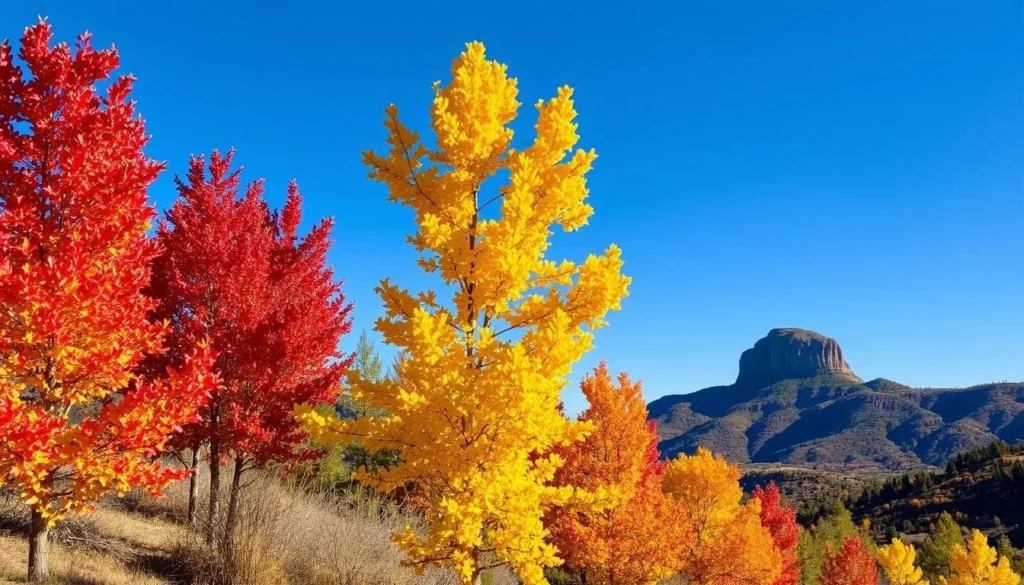Horsetooth Mountain Open Space in autumn with colorful foliage and clear skies