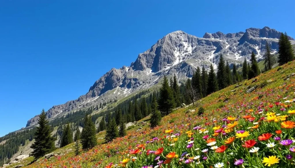 Humboldt Peak Colorado in summer with wildflowers in bloom