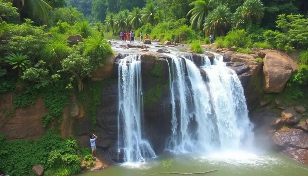 Hundru Falls in Jharkhand with cascading water and surrounding greenery