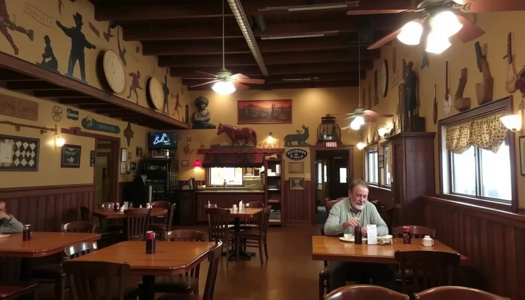 Interior of a rustic restaurant in Eureka, Nevada with western decor Interior of a rustic restaurant in Eureka, Nevada with western decor