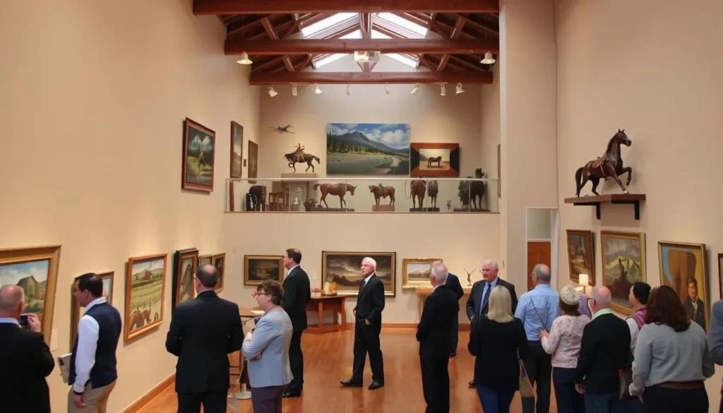 Interior of the A.R. Mitchell Museum of Western Art in Trinidad showing Western art displays