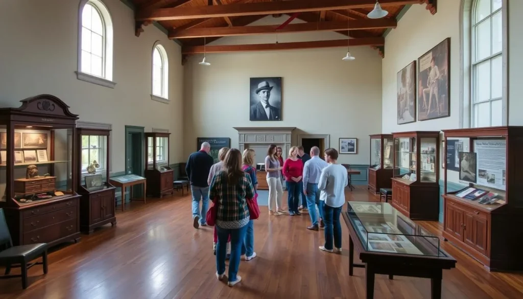 Interior of the Courthouse Museum showing historical exhibits and artifacts from the Gold Rush era Interior of the Courthouse Museum showing historical exhibits and artifacts from the Gold Rush era