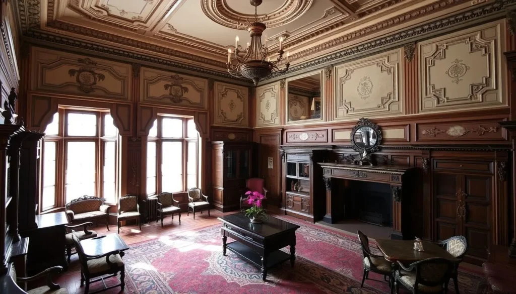 Interior of the Hegeler Carus Mansion showing historic Victorian architecture Interior of the Hegeler Carus Mansion showing historic Victorian architecture