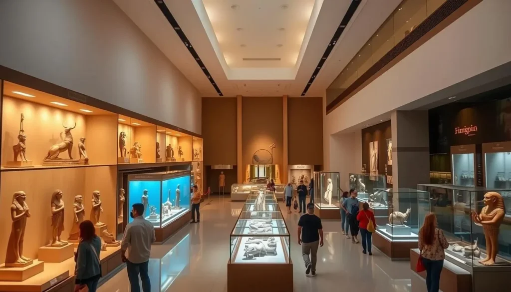 Interior of the Hurghada Museum showing ancient Egyptian artifacts and displays