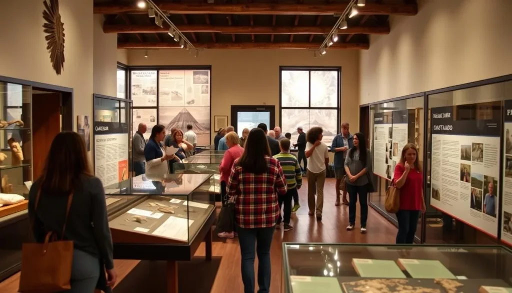 Interior of the Rangely Museum with Native American artifacts and historical displays Interior of the Rangely Museum with Native American artifacts and historical displays