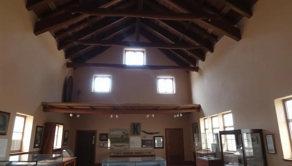 Interior of the historic Painted Desert Inn museum with Southwestern architecture and cultural exhibits Interior of the historic Painted Desert Inn museum with Southwestern architecture and cultural exhibits