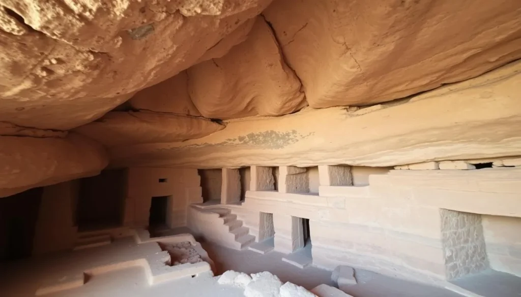 Interior view of Gila Cliff Dwellings showing ancient room structures Interior view of Gila Cliff Dwellings showing ancient room structures