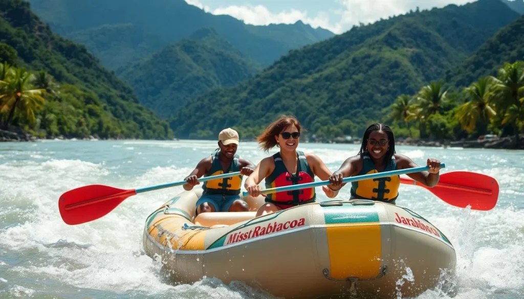 Jarabacoa river rafting adventure with diverse participants