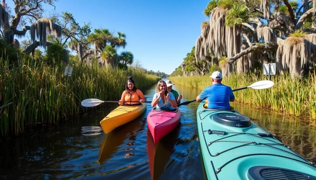 Kayakers exploring the waterways of Pass-a-Loutre Wildlife Management Area