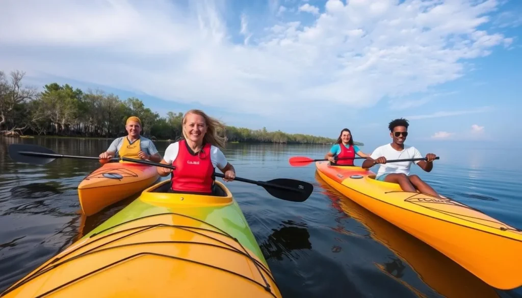 Kayakers paddling on the Calcasieu River at Sam Houston Jones State Park