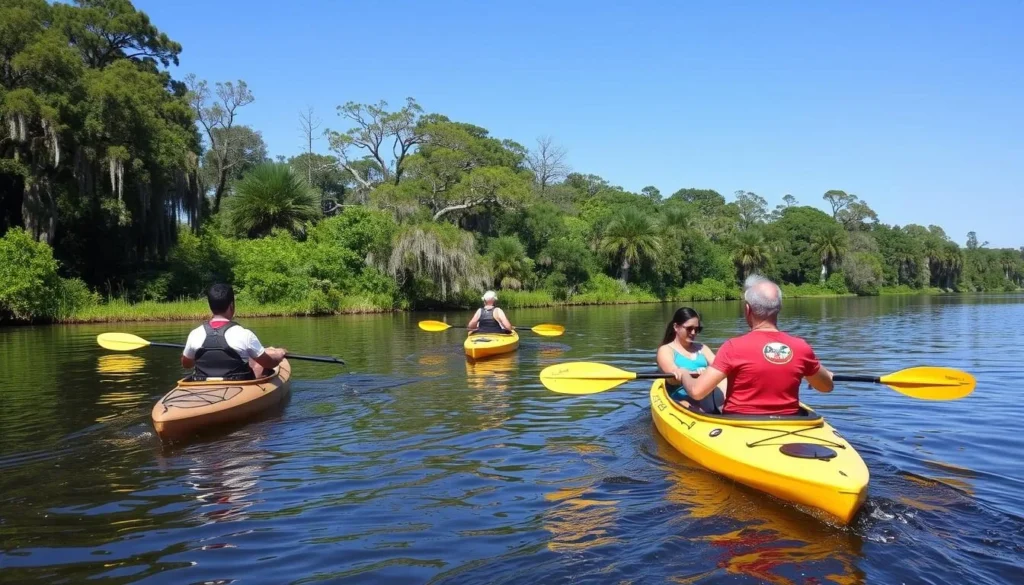Kayaking on Bayou Fountain near Highland Road with natural scenery Kayaking on Bayou Fountain near Highland Road with natural scenery