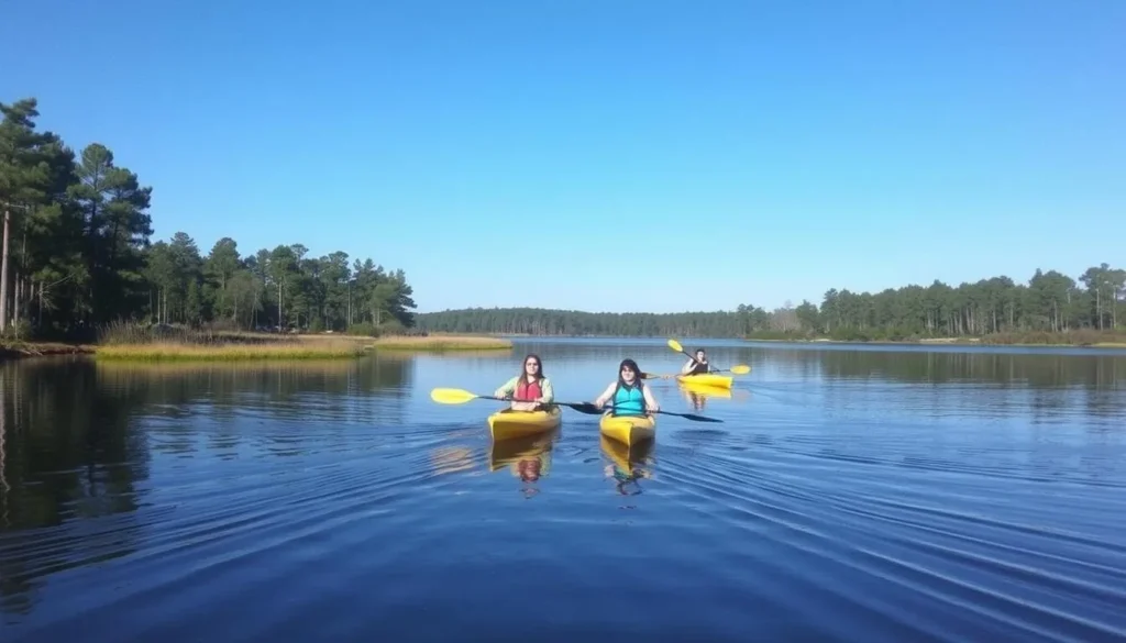 Kayaking on Hoogland Lake in Lincoln Parish Park with peaceful water and natural surroundings