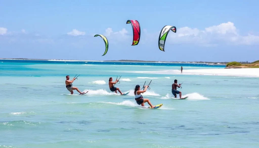 Kitesurfers enjoying the perfect wind conditions at Playa Punta Popy in Las Terrenas