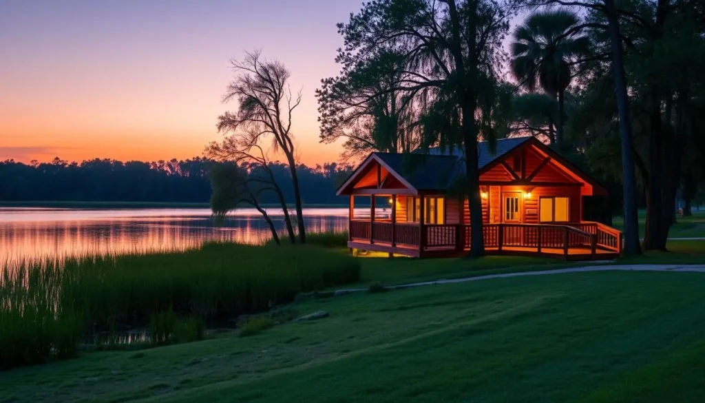 Lakeside cabin near Lacassine National Wildlife Refuge Louisiana at sunset Lakeside cabin near Lacassine National Wildlife Refuge Louisiana at sunset