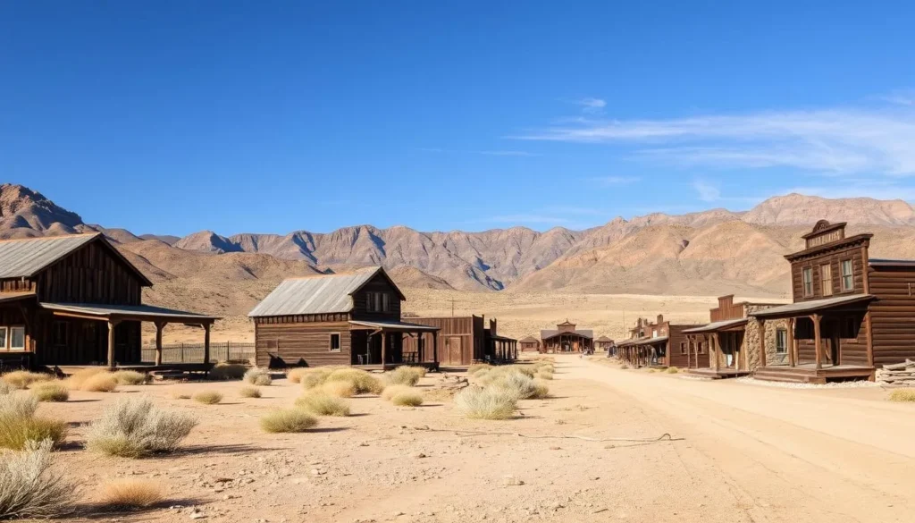 Landscape view of Ione Ghost Town near Berlin-Ichthyosaur State Park Landscape view of Ione Ghost Town near Berlin-Ichthyosaur State Park