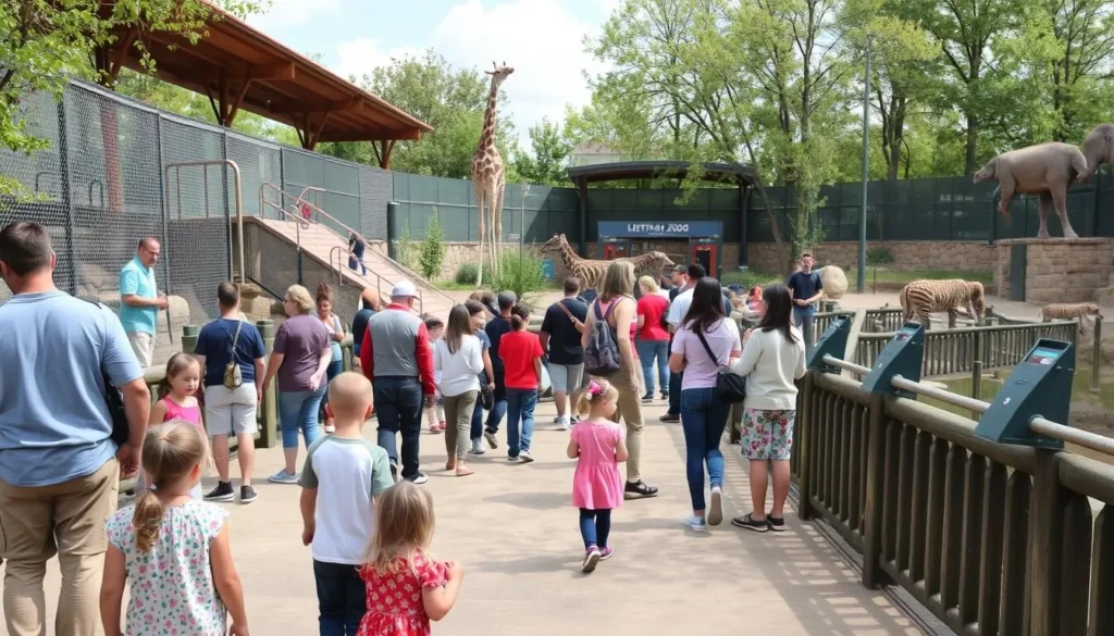 Lipetsk Zoo showing various animal exhibits and visitors enjoying the experience
