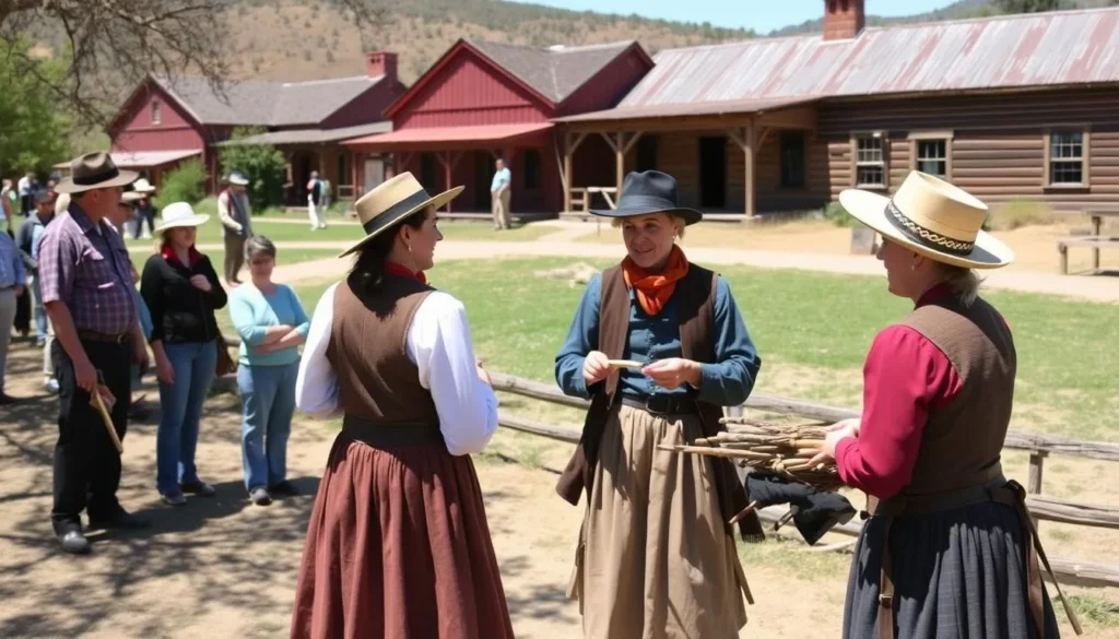 Living history demonstration at Wilder Ranch State Park with docents in period clothing Living history demonstration at Wilder Ranch State Park with docents in period clothing