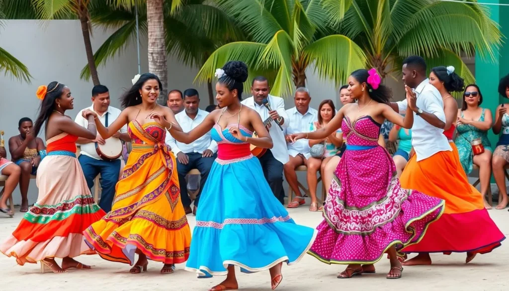 Local Dominican cultural performance with traditional music and dance