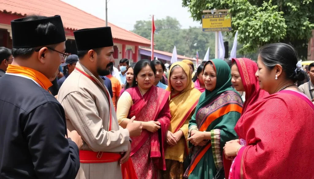 Local Mizo people in traditional attire during a community gathering