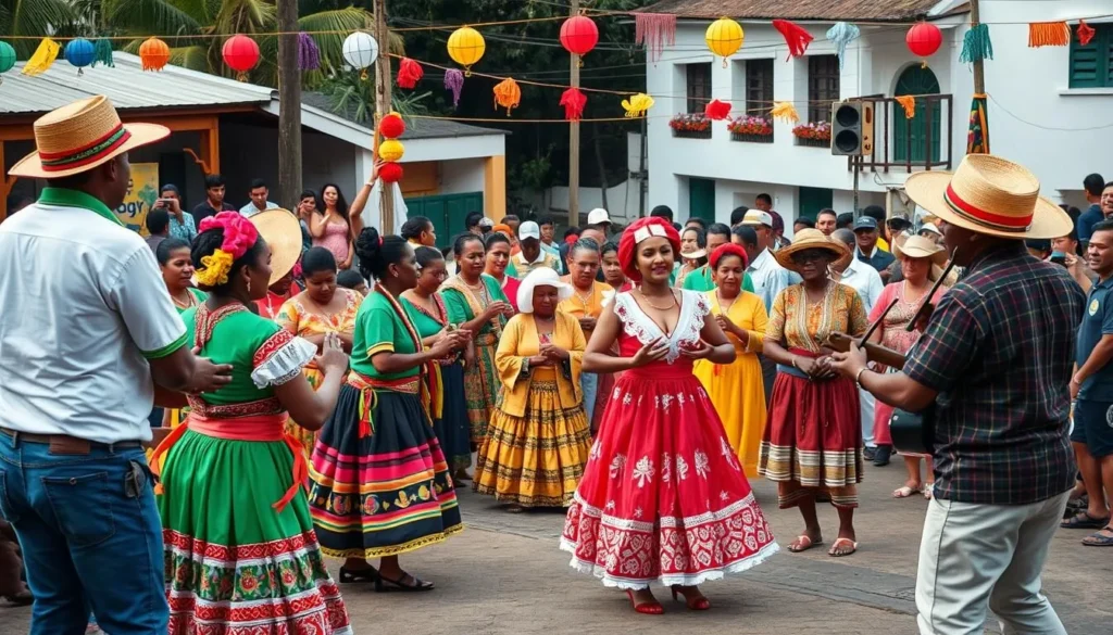 Local cultural festival in Jarabacoa Dominican Republic with traditional music and dancing