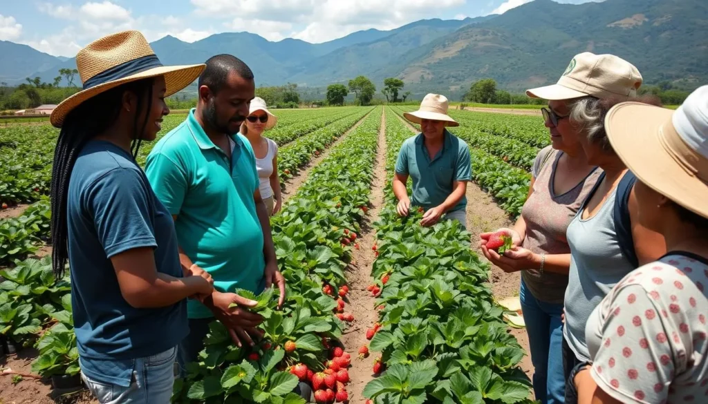 Local farmers in Constanza showing visitors their agricultural practices