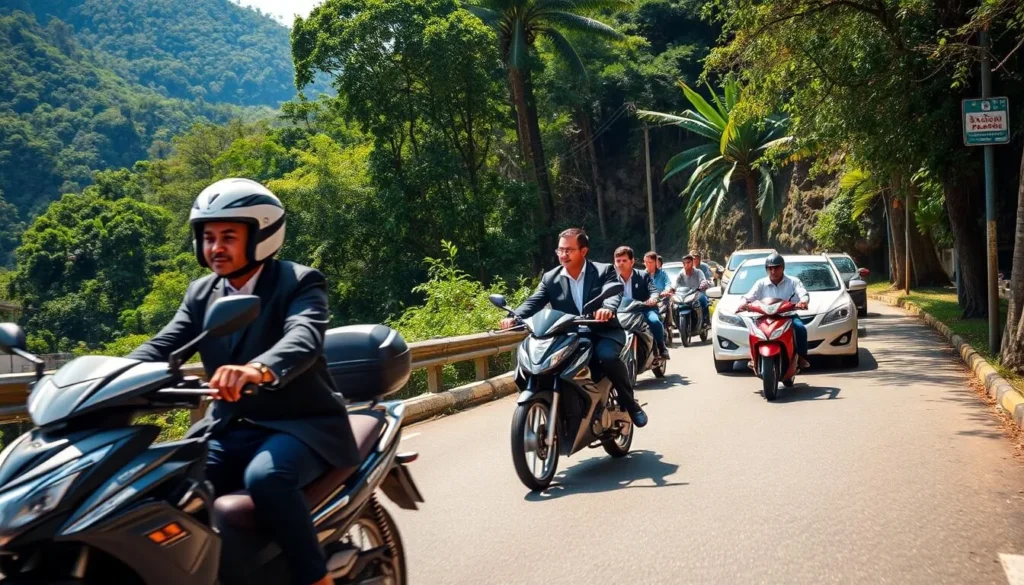 Local transportation options in Jarabacoa Dominican Republic with motorcycles and mountain roads