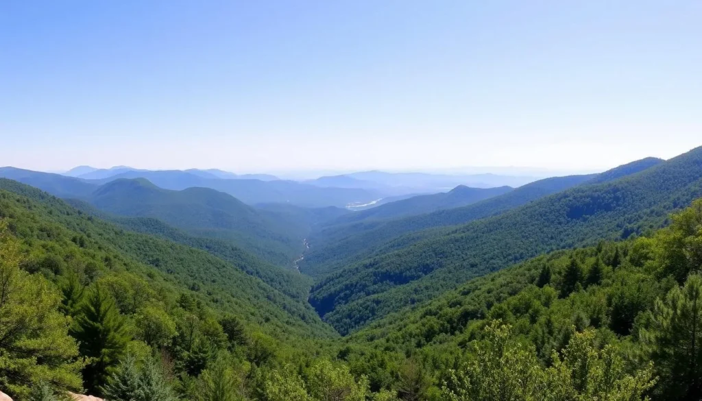 Loyalsock Canyon Vista at Worlds End State Park showing panoramic mountain views