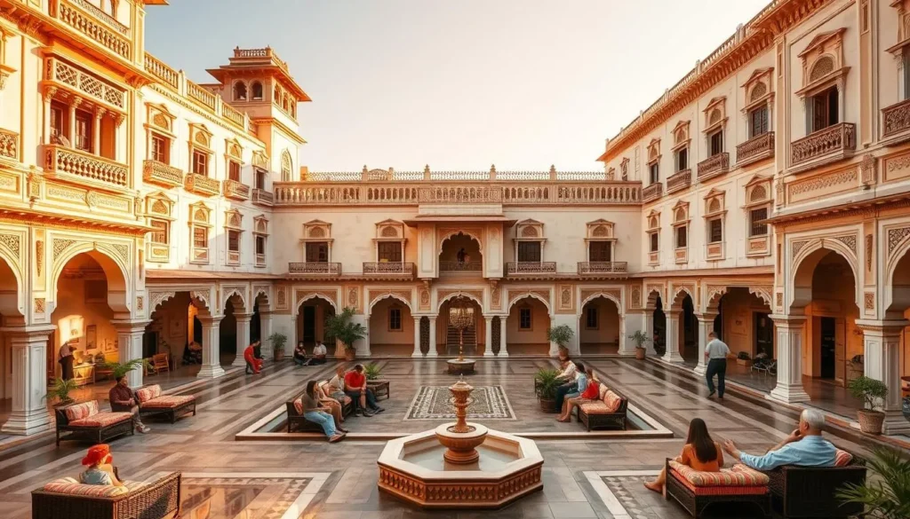 Luxurious heritage hotel in Rajasthan with traditional architecture and beautiful courtyard