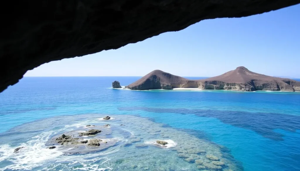 Marieta Islands with the famous Hidden Beach (Playa del Amor) visible through the rock formation