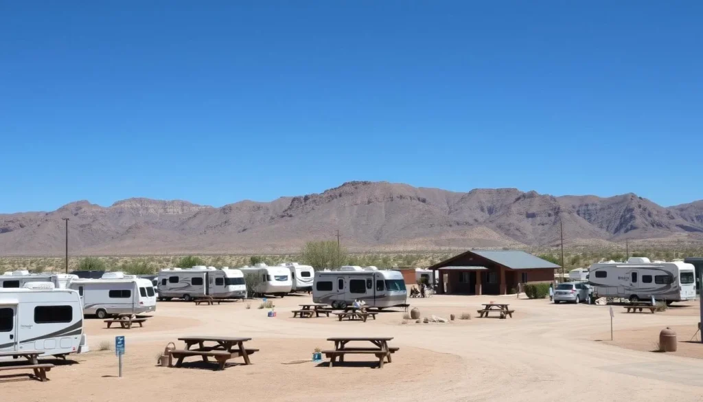 Meteor Crater RV Park with mountains in the background and comfortable facilities Meteor Crater RV Park with mountains in the background and comfortable facilities
