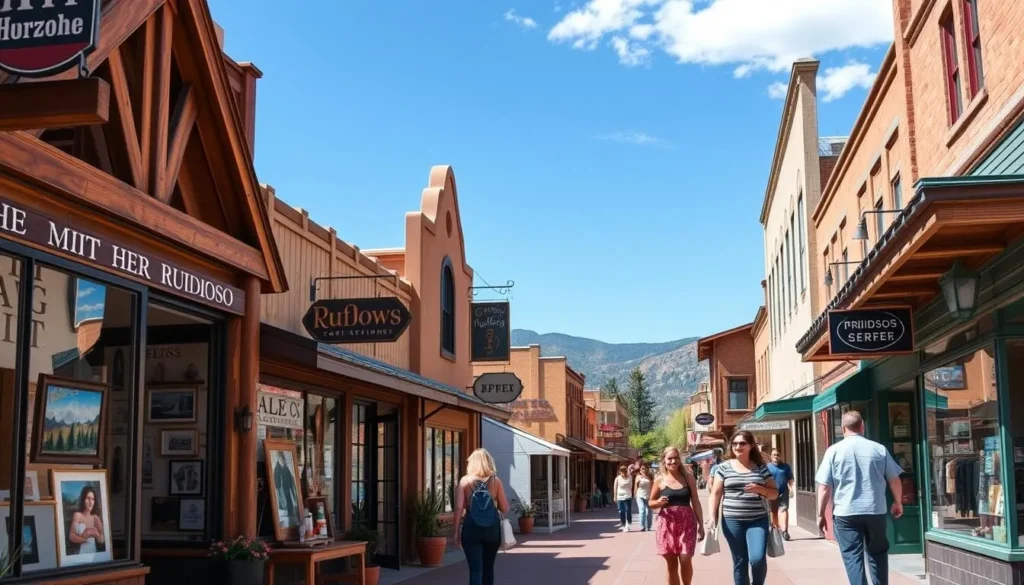 Midtown Ruidoso shopping district with boutiques and art galleries Midtown Ruidoso shopping district with boutiques and art galleries