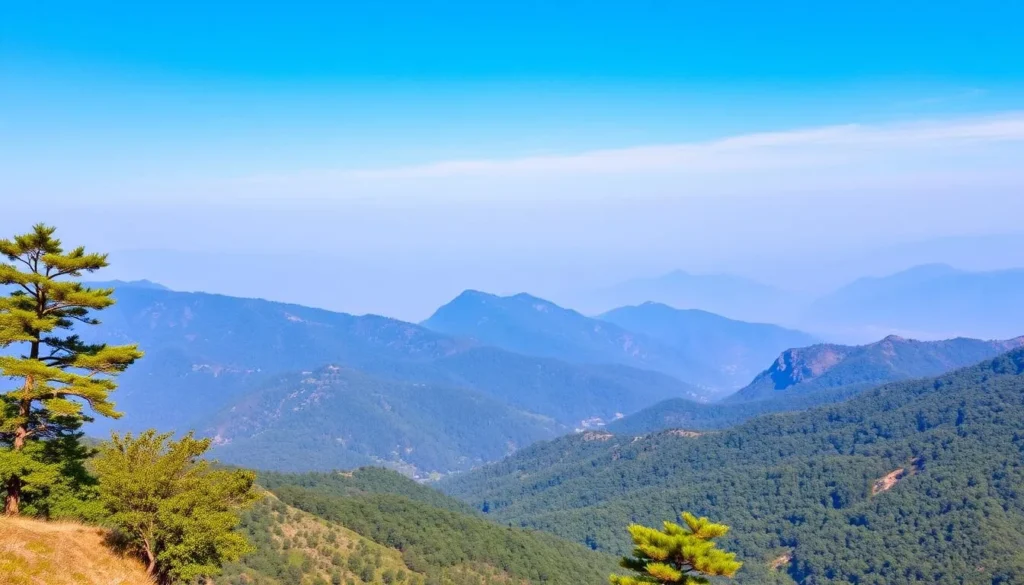 Mizoram's landscape during winter season showing clear skies and pleasant weather