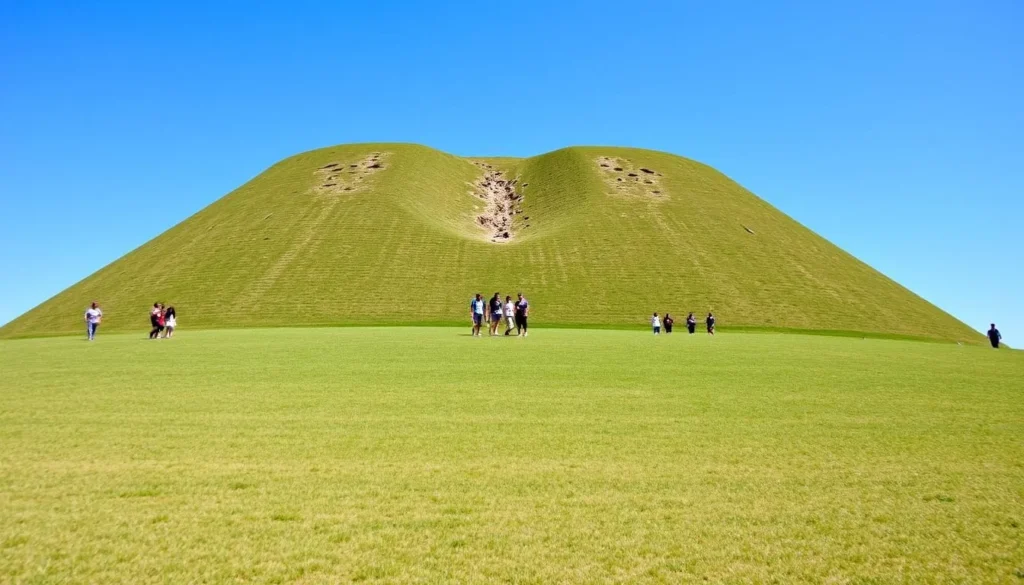 Mound A at Poverty Point National Monument Louisiana with visitors for scale Mound A at Poverty Point National Monument Louisiana with visitors for scale