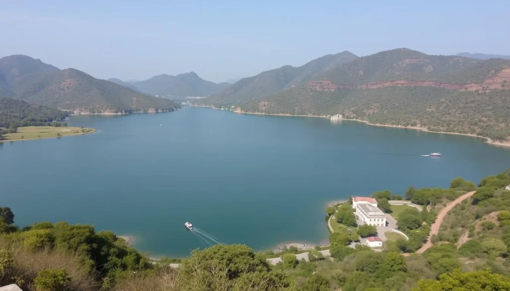 Mount Abu hill station in Rajasthan with Nakki Lake and surrounding mountains