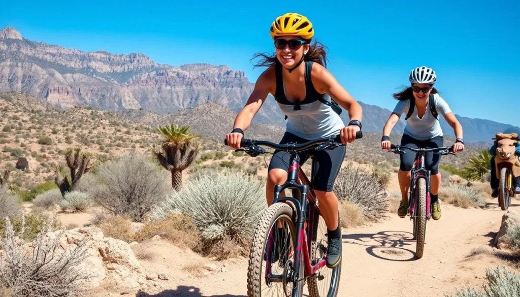 Mountain bikers on a trail in Santa Rosa and San Jacinto Mountains National Monument Mountain bikers on a trail in Santa Rosa and San Jacinto Mountains National Monument