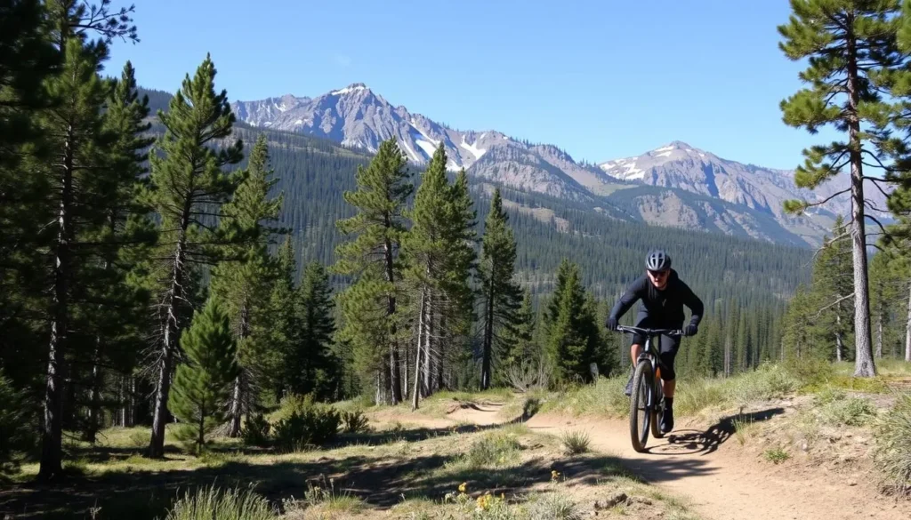 Mountain biking trail near Anthracite Range with forest views Mountain biking trail near Anthracite Range with forest views