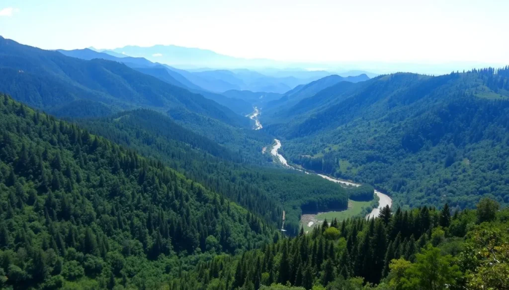 Mountain landscape in Jarabacoa with lush green valleys and rivers