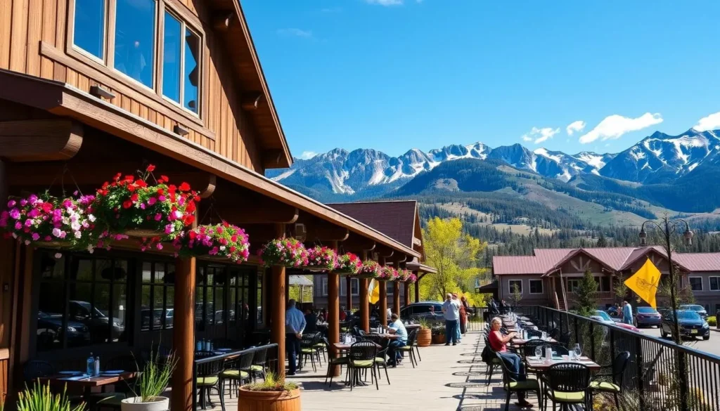 Mountain restaurant in Telluride with outdoor seating and scenic views Mountain restaurant in Telluride with outdoor seating and scenic views