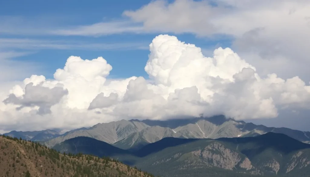 Mountain weather conditions near Crestone Peak showing afternoon clouds building